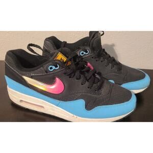 NIKE AIR MAX 1 South Beach Men's 8.5 Black Laser Fuchsia Blue